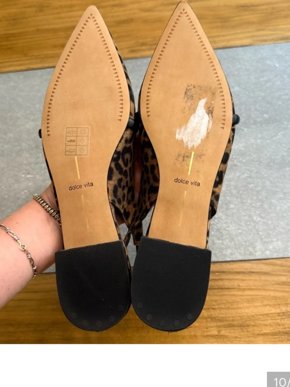 Dolce Vita Payge Leopard Calf Hair Slingback Pointed Toe Flats Size 10